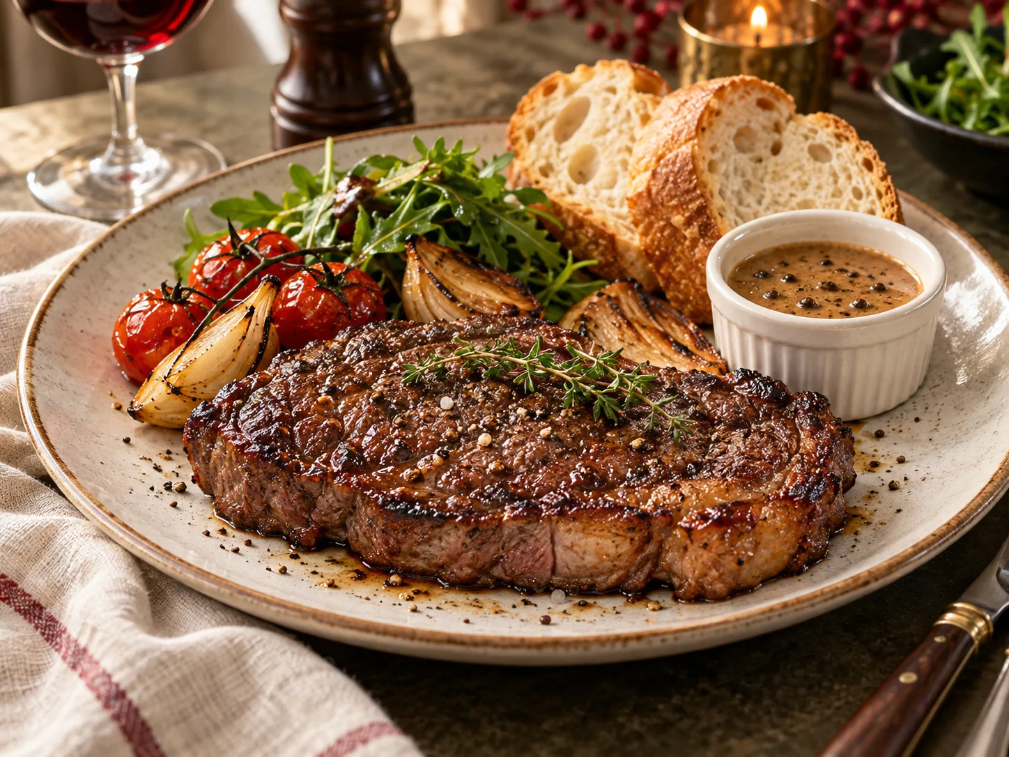 Hình ảnh minh họa một phần steak cùng rau củ